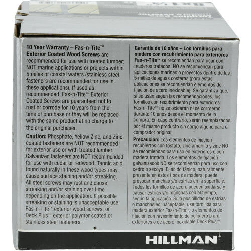 Hillman Fas-N-Tite Exterior Coated Wood Screws, #8 X 1-1/4 In, 5-Lb Box