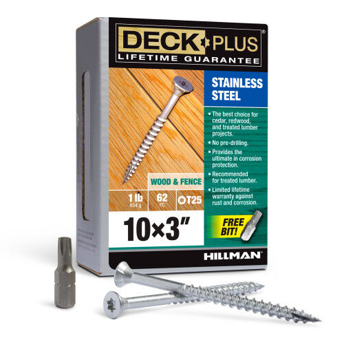 Hillman Deck Plus Stainless Steel Deck Screws, #10 X 3-In