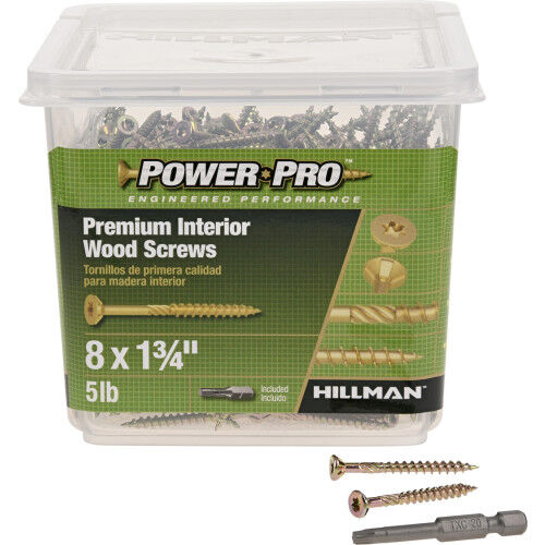 Hillman Power Pro Premium Interior Wood Screws, #8 x 1-3/4-In, 877-Pk