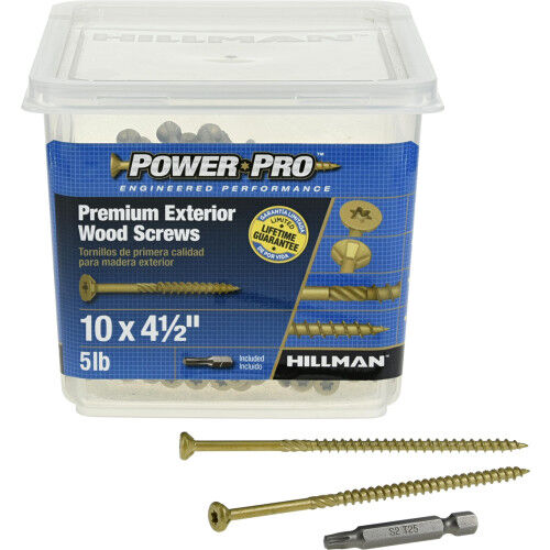 Hillman Power Pro Bronze Premium Exterior Wood Screws, #10 x 4-1/2-In, 237-Pk