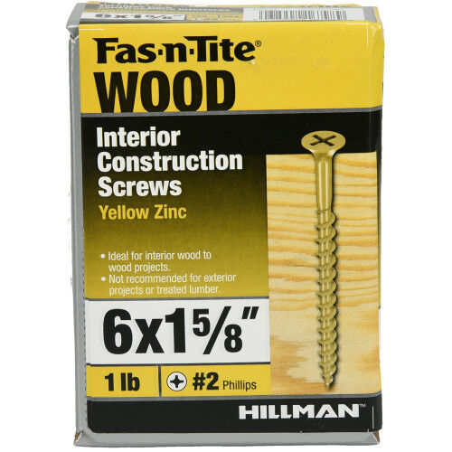 Hillman Fas-N-Tite Bugle Head Phillips All Purpose Wood Screws, #6 X 1-5/8-In, 1-Lb Box