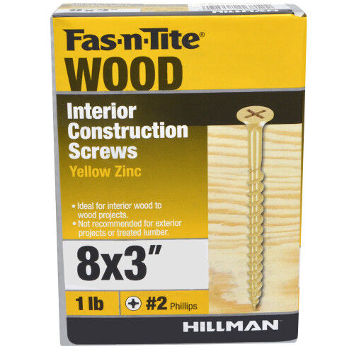 Hillman Fas-N-Tite Bugle Head Phillips All Purpose Wood Screws, #8 X 3-In, 1-Lb Box