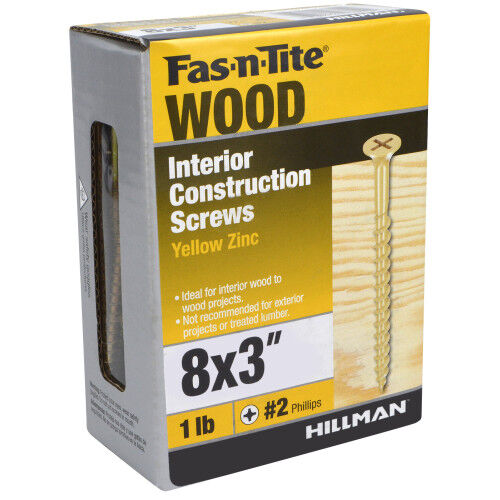 Hillman Fas-N-Tite Bugle Head Phillips All Purpose Wood Screws, #8 X 3-In, 1-Lb Box