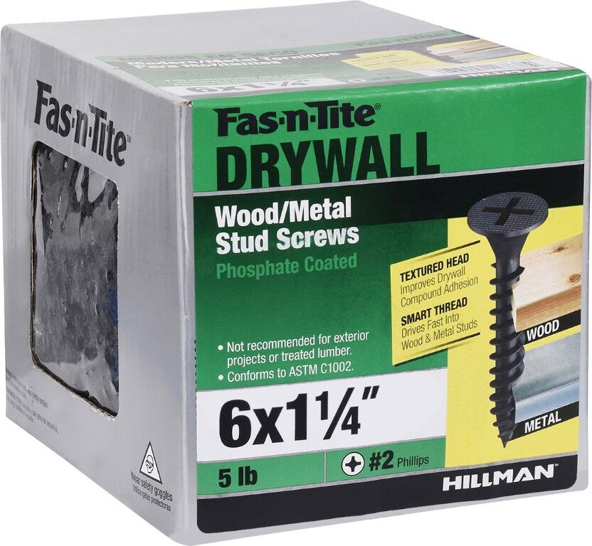 Hillman Fas-N-Tite Smart Thread Drywall Screws, #6 x 1 1/4-In, 5-Lb