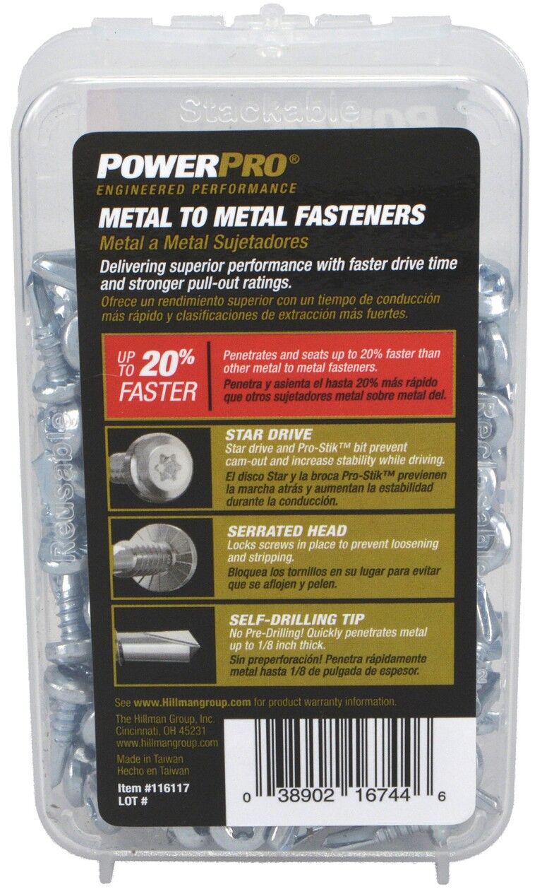 Hillman Power Pro Premium Star Drive Pan Sheet Metal Screws, #10 - 32 x 5/8-In, 142-Pc