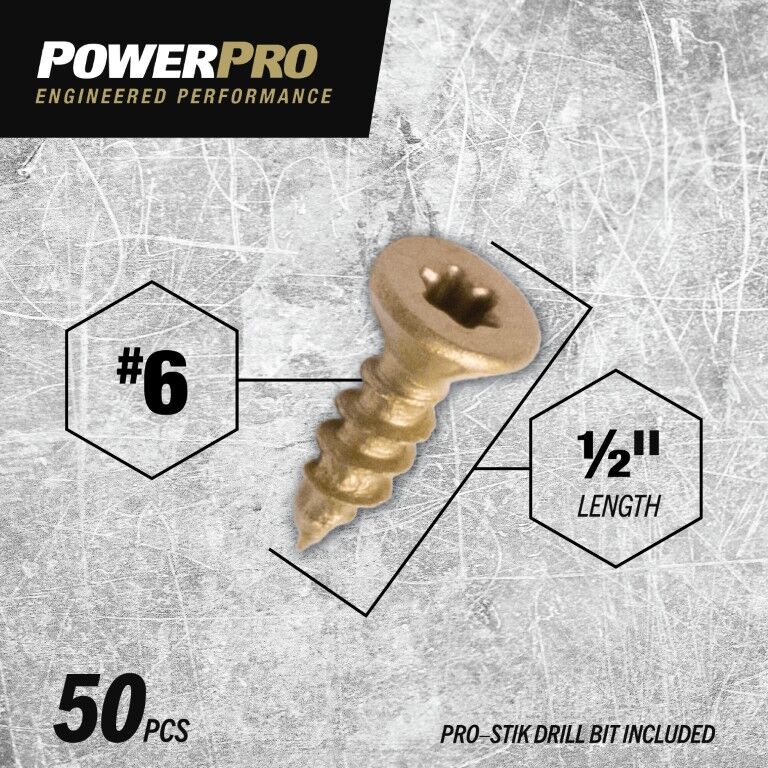 Hillman Power Pro ONE Flat Exterior Bronze Multi-Material Screws, #6 x 1/2-In, 50-Pc