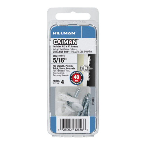 Hillman CAIMAN Nylon Wall Anchors, #8-14, 4-Pc
