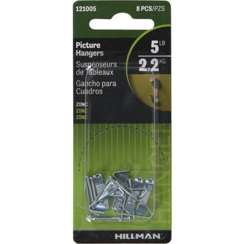Hillman Zinc Conventional Picture Hangers, 5-Lb, 8-Pk