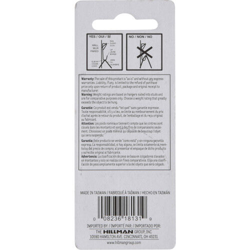 Hillman Zinc Conventional Picture Hangers, 5-Lb, 8-Pk