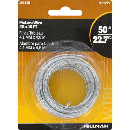 Hillman Picture Hanging Galvanized Wire, #6 X 15-Ft, 50-Lb