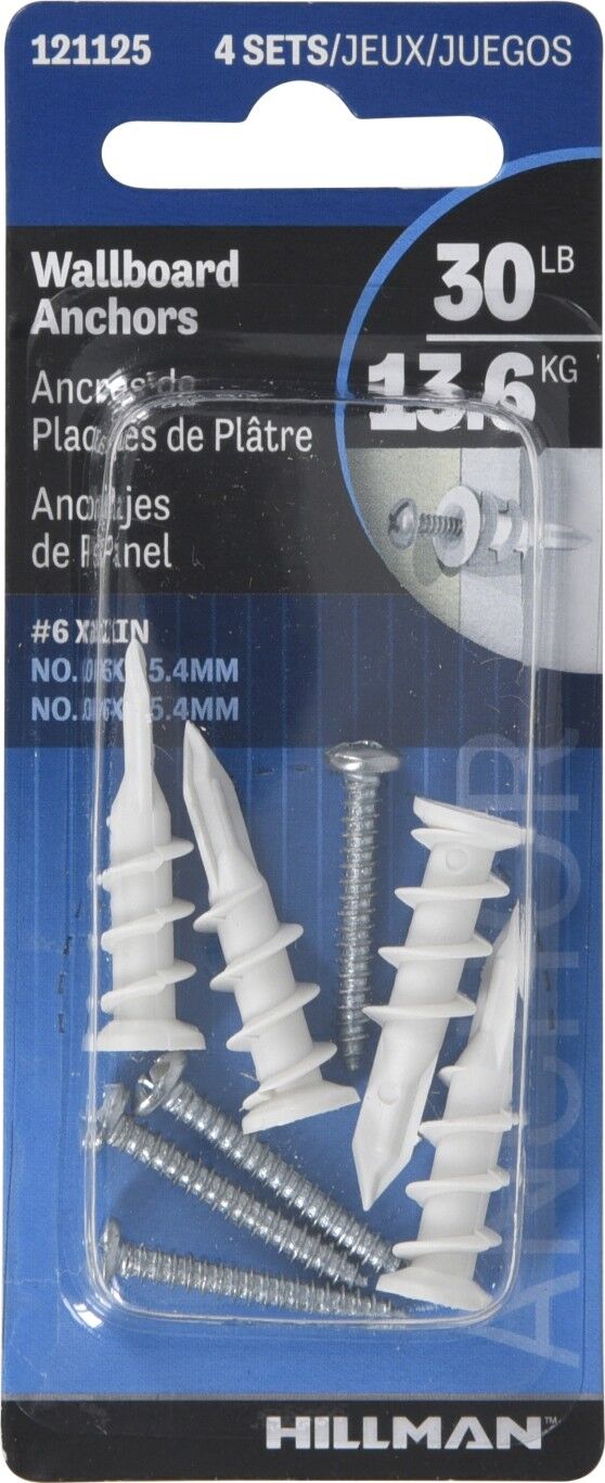Hillman Nylon Anchor, #6, 4-Pk