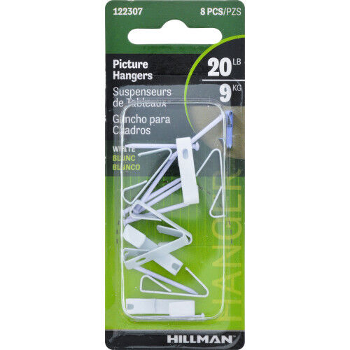 Hillman Conventional White Picture Hangers, 4-Pk