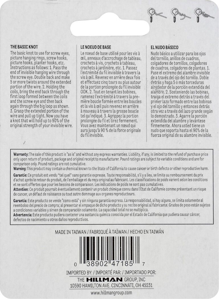 Hillman Hobby Wire Invisible Nylon, 15-Lb, 25-Ft