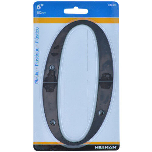 Hillman Black Nail-On Plastic House Number 0, 6-In