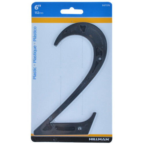 Hillman Nail-On Plastic Black House Number 2, 6-In