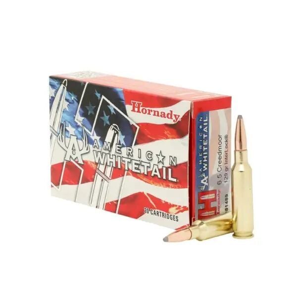 Hornady American Whitetail 6.5 Creedmoor, 129 Grain InterLock Rifle Ammo, 20-Rd