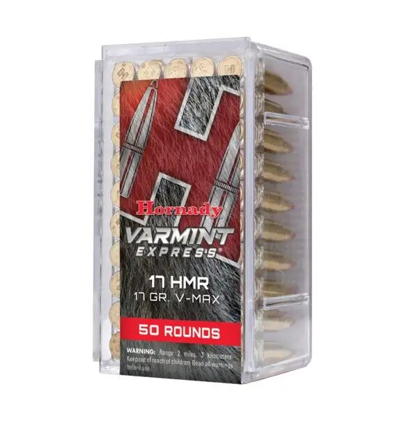 Hornady Varmint Express Rimfire .17 HMR, 17 Grain V-Max Rifle Ammo, 50-Rd