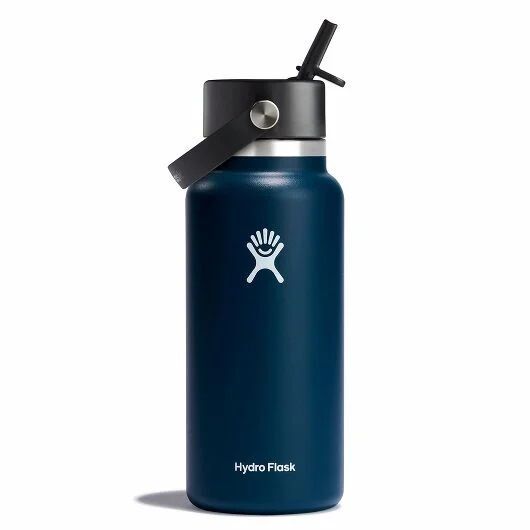 Hydro Flask Wide Mouth with Flex Straw Cap Indigo Water Bottle, 32-Oz