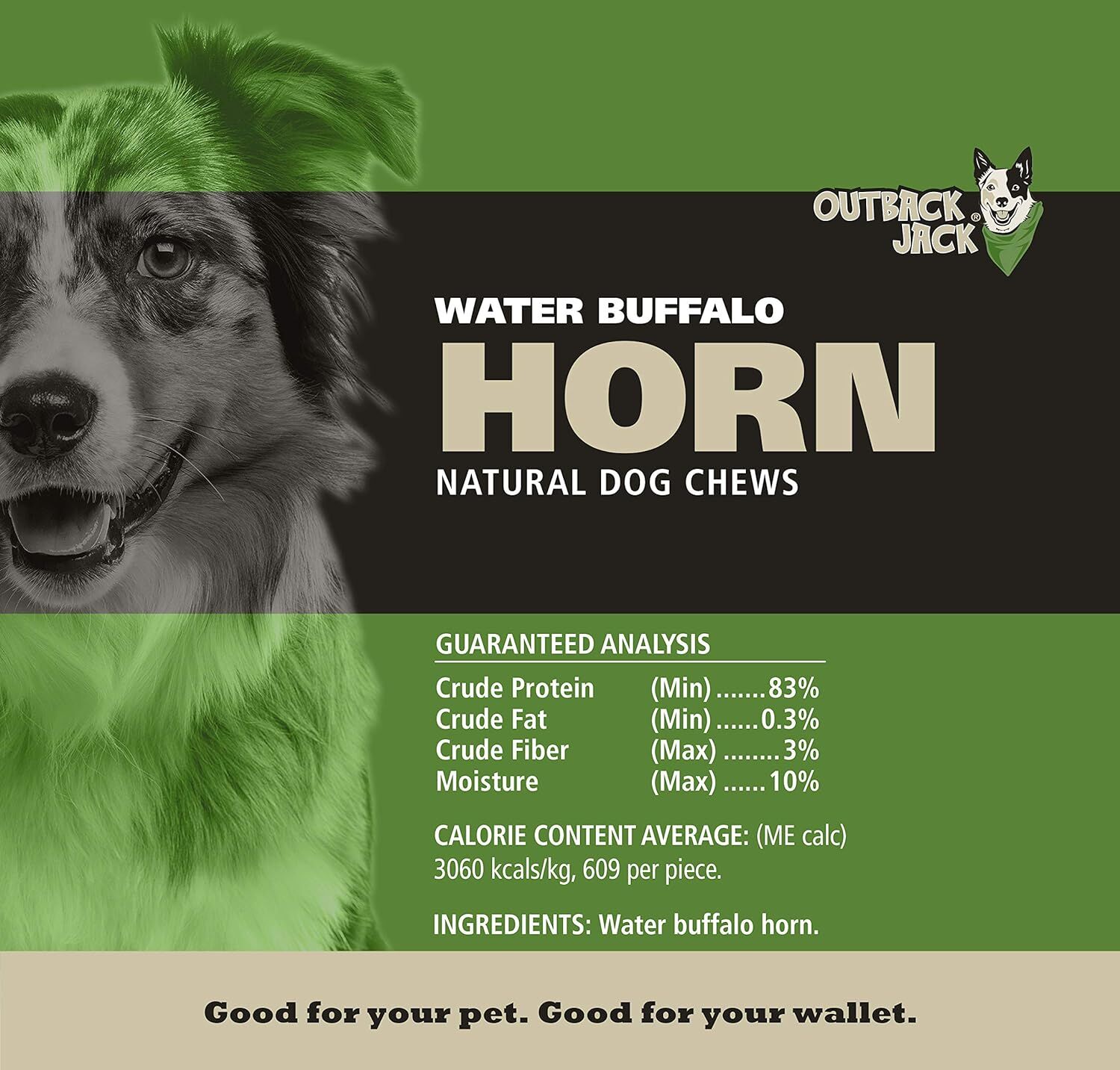 Outback Jack Natural Water Buffalo Bully Horn Dog Treats, Large