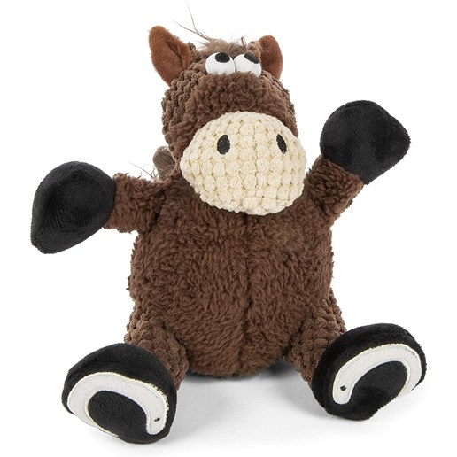 Godog Checkers Sitting Horse With Chew Guard Technology Durable Plush Dog Toy, Small