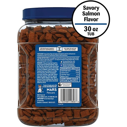Temptations Savory Salmon Flavor Crunchy And Soft Cat Treats, 30-Oz