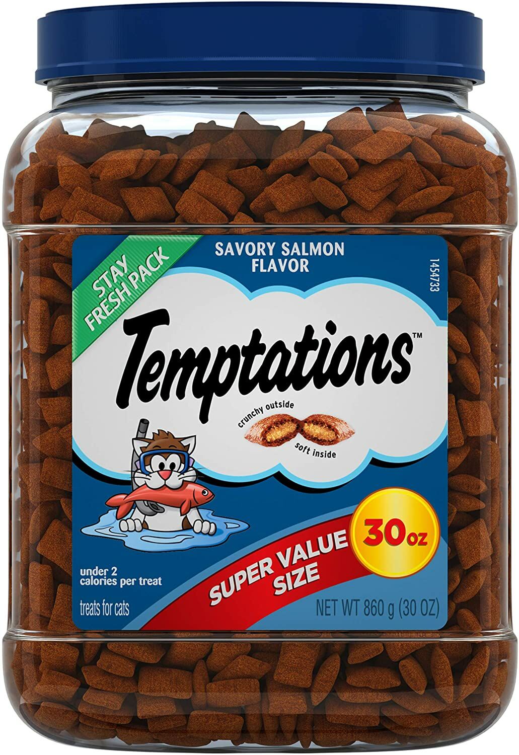 Temptations Savory Salmon Flavor Crunchy And Soft Cat Treats, 30-Oz