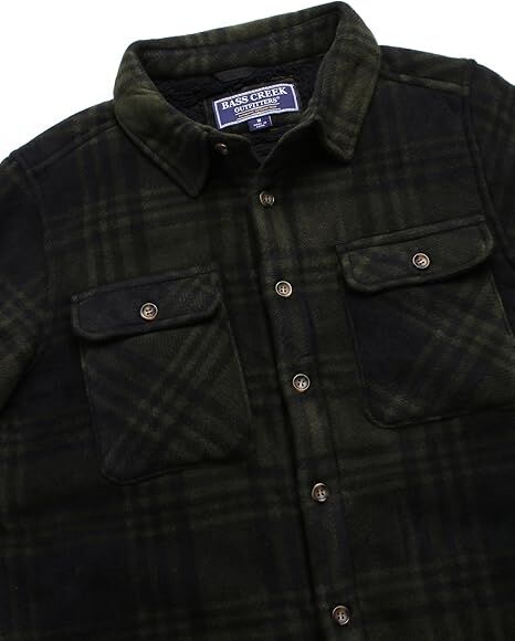 Bass Creek Outfitters Men's Heavy Duty Polar Fleece Sherpa Lined Shirt Jacket