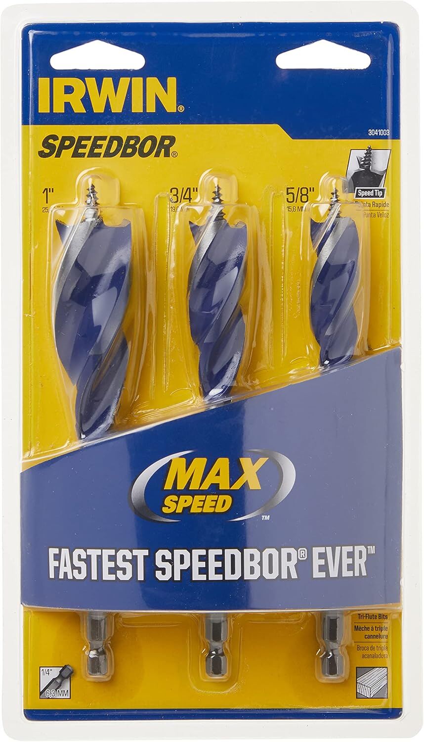 Irwin Speedbor Max Tri-Flute Wood Bit Set, 3-Pc
