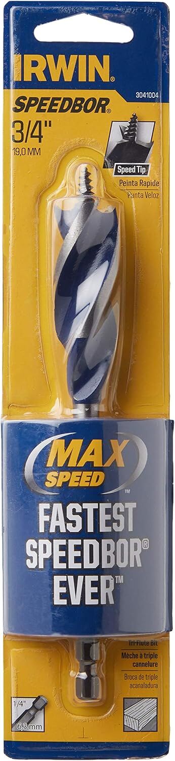 Irwin Speedbor Tri Flute Wood Drill Bit, 3/4-In x 6-In