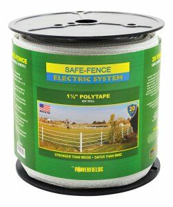 Powerfields Safe-Fence Polytape, White, 1 1/2-In x 825-Ft