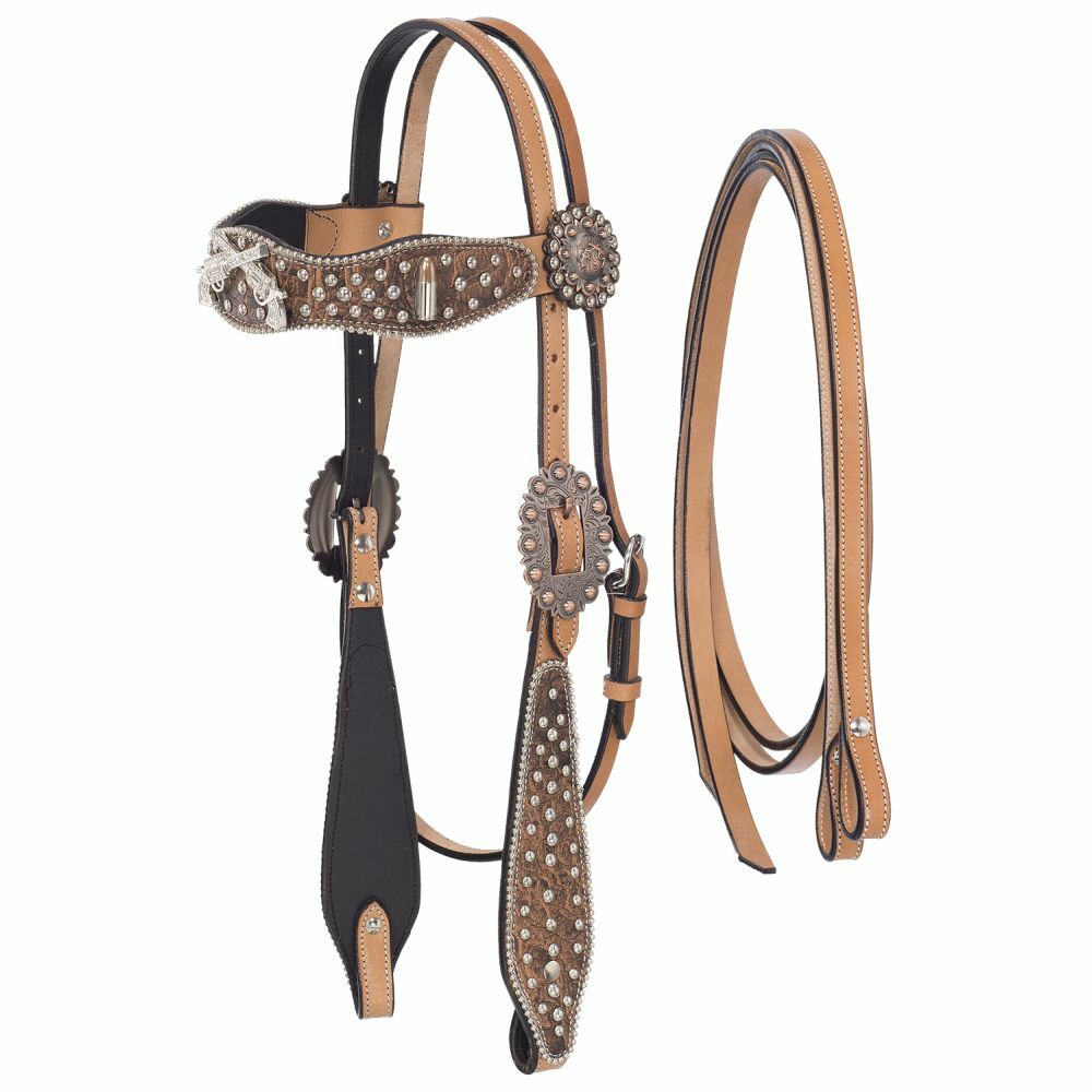 Pistol Annie Shooter Headstall and Reins Set w  Inlay
