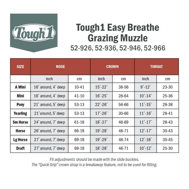 Tough1 Easy Breathe Black Grazing Muzzle for Large Horses