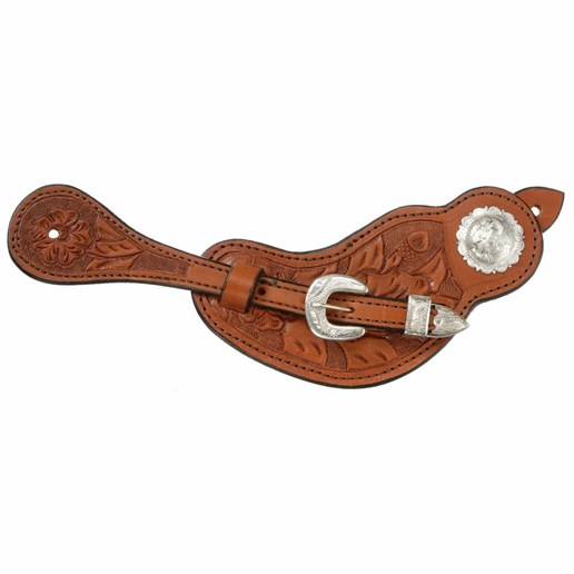 Royal King Lined Cowhide Spur Straps w/Floral Tooling
