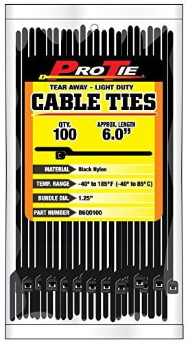 Pro Tie Black EZ-Off Tear Away 5.5-In Cable Ties, 100-Pk