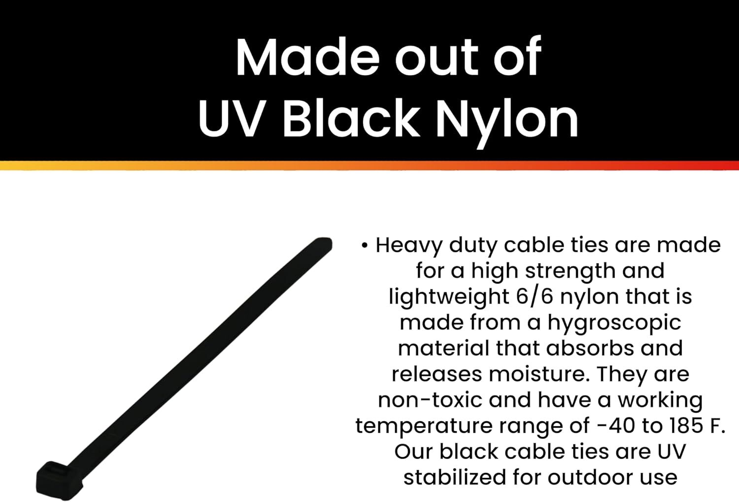 Pro Tie Black Heavy Duty 120-Lb Tensile Strength 7.9-In Cable Ties, 25-Pk