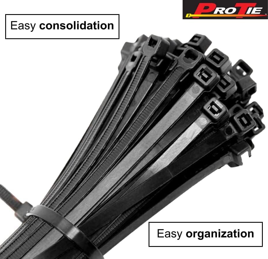 Pro Tie Black Standard Duty 50-Lb Tensile Strength 8-In Cable Ties, 25-Pk