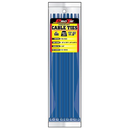 Pro Tie Blue Standard Duty 50-Lb Tensile Strength 7.9-In Cable Ties, 100-Pk