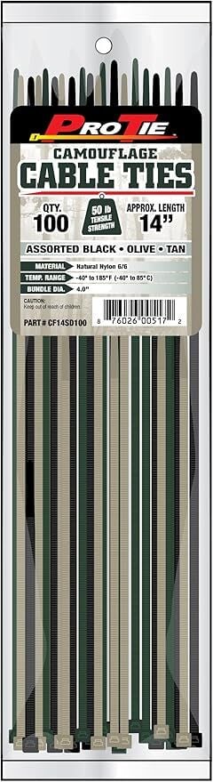 Pro Tie Standard Duty Cable Ties, 50-Lb, 14.6-In, 100-Pk