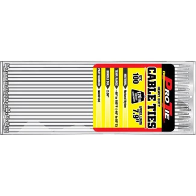 Pro Tie Natural Heavy Duty 120-Lb Tensile Strength 14.5-In Cable Ties, 25-Pk