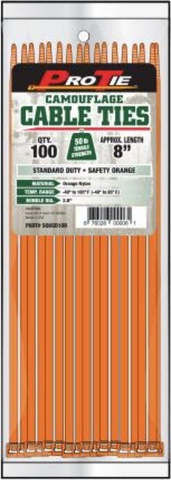 Pro Tie Safety Orange Cable Ties, 14 3/5-In, 100-Pk