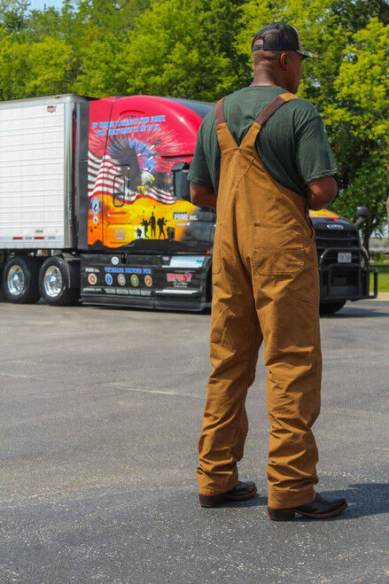Key Men's Flex Duck Bib Overall in Saddle