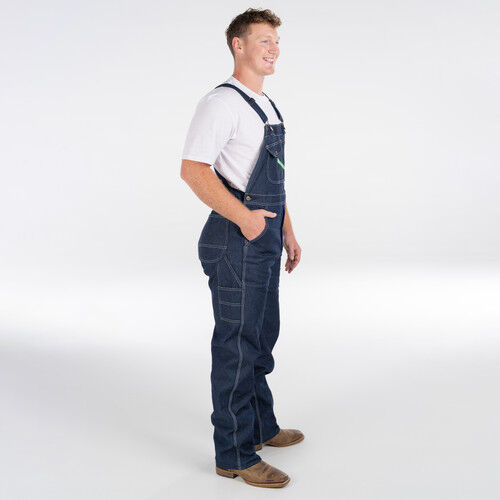 Key Men's Denim Bib Overalls in Indigo Denim Rigid