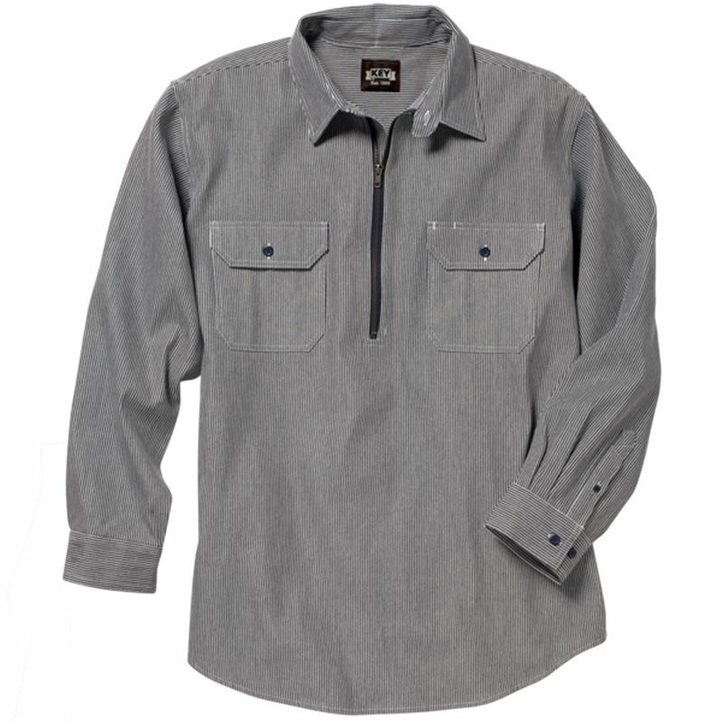 Hickory Stripe Logger Shirt  Zip Front  Long Sleeve