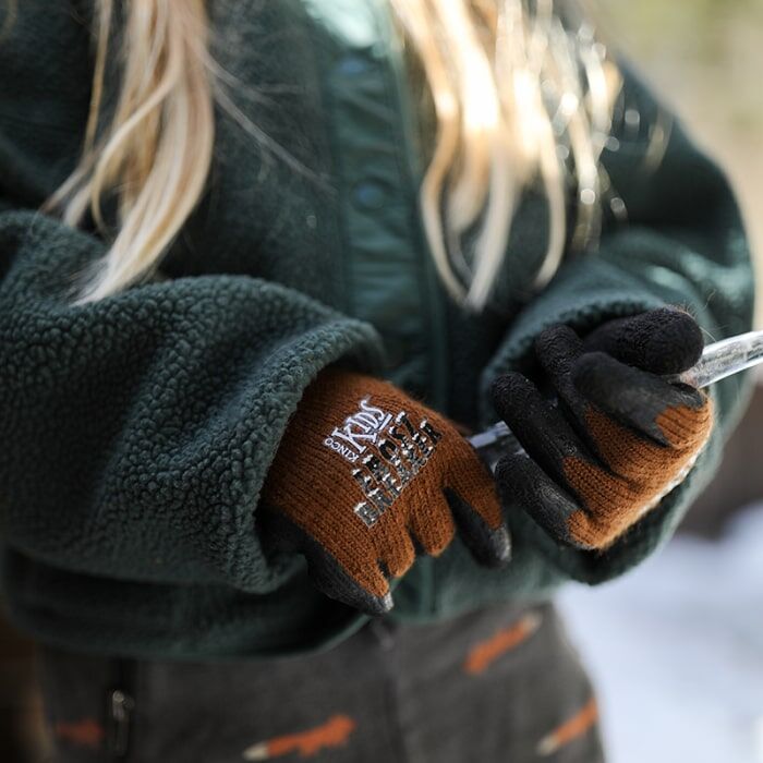 Kinco Kids' Frost Breaker Thermal Knit Shell And Foam Latex Palm Gloves in Brown