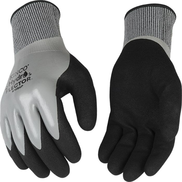 Kinco Hydroflector Lined Waterproof Thermal Knit Shell And Double-Coated Nitrile Gloves in Grey