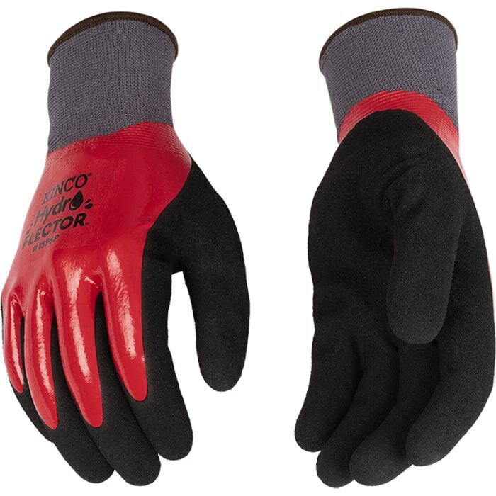 Kinco HydroFlector Waterproof Polyester Knit Shell & Double-Coated Nitrile Gloves in Red
