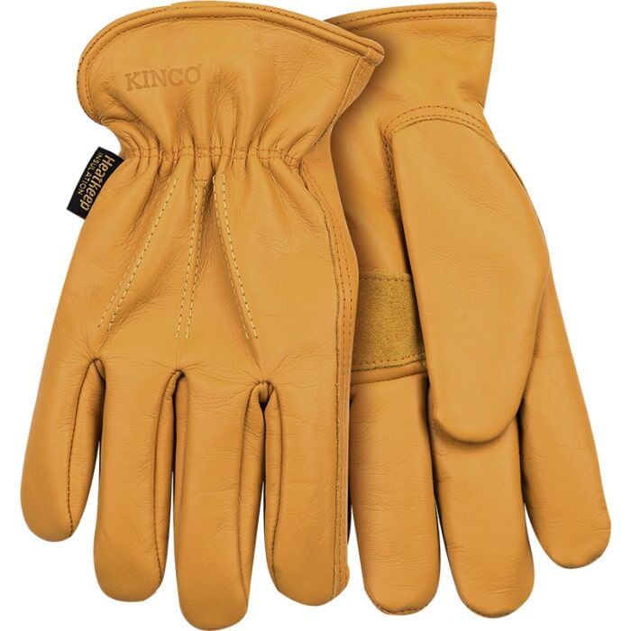 Kinco Men's Lined Premium Grain Cowhide Driver With Palm Patch in Golden