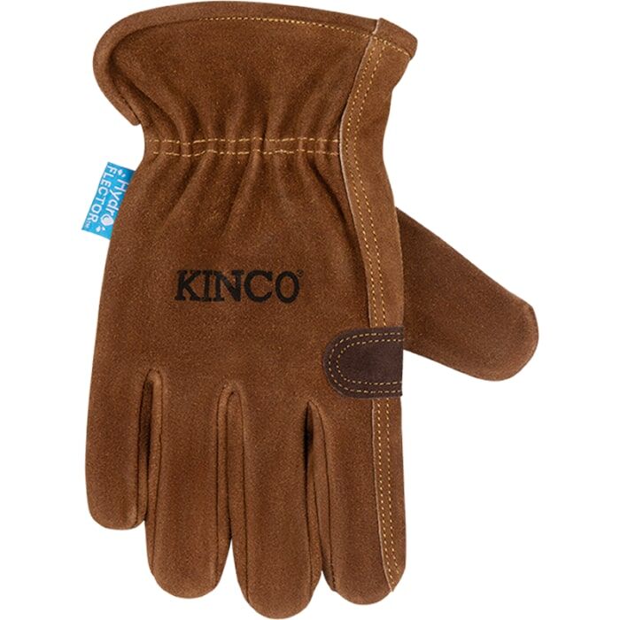 Kinco HydroFlector Water-Resistant Premium Suede Cowhide Driver With Double-Palm in Brown
