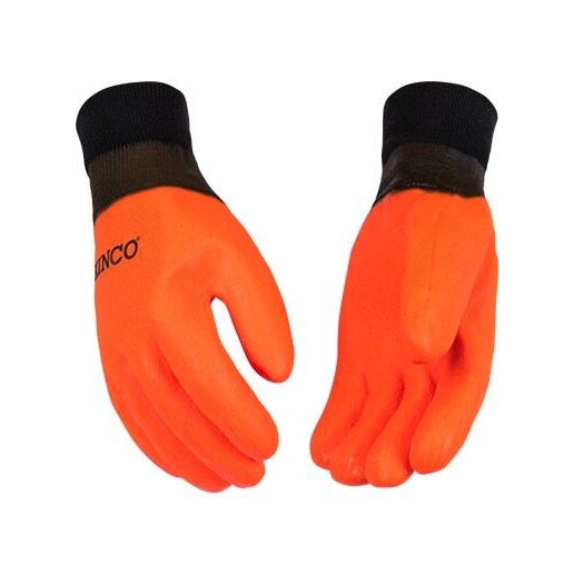 Lined Hi-Vis Orange Sandy Finish Pvc With Knit Wrist