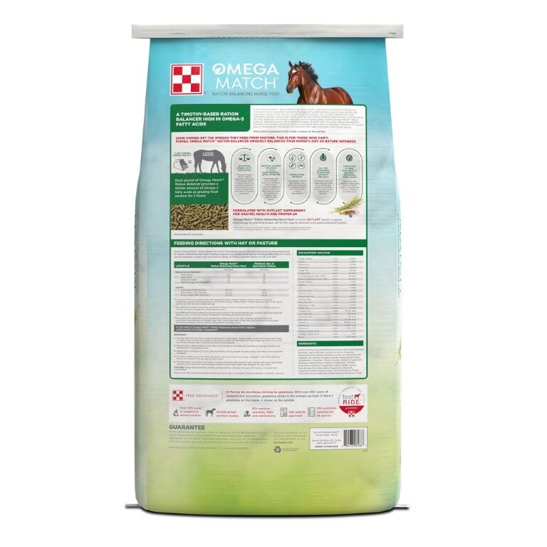 Purina Omega Match Ration Balancing Horse Feed, 40-Lb